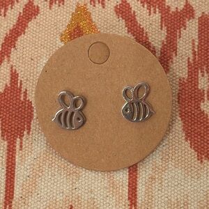 Small Silver Bee Stud Earrings
